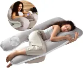 Подушка П-форми IDEIA 140х75х20 см U-shape для вагітних, реабілітації та щоденного комфорту З наволочкою на блискавці Антиалергенна Сіра (4820227285990)