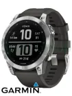 Сталевий годинник Garmin Fenix 7 (010-02540-01) сріблястий з чорним силіконовим ремінцем