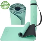 Килимок для йоги та фітнесу TECOFIT TPE 183x61x0.6 см Зелено-чорний + чохол-сумка в подарунок (TOP18013825/5)