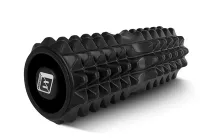Масажний ролик EasyFit Grid Roller 33x13 см mod.1.2 чорний із заглушками (ролик-валик для МФР та йоги, масажер для спини, ніг, рук, шиї)