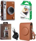 Набір Fujifilm INSTAX MINI EVO Hybrid Brown фотокамера миттєвого друку / картридж 10 фото / чохол коричневий / подарункове пакування