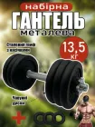 Гантель набірна металева із регулюванням ваги чавунними блінами та хромованим грифом для гантелі розбірна для дому фітнесу силових тренувань і спорту вагою 13,5 кг Newt Metal + 3 еспандера у подарунок NE-MT-13