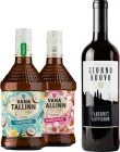 Лікери Vana Tallinn Coconut 0.5 л 16% і Vana Tallinn Marzipan 0.5 л 16% + Вино Giorno Nuovo Cabernet Sauvignon червоне сухе 0.75 л 12% (4740054001054+8059916710444)