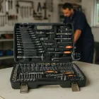 Набір інструментів 216 шт у кейсі New Tools, універсальний автомобільний комплект з ключами, головками, тріскачкою та бітами, для дому, ремонту і обслуговування авто Чорний, PCS-216-Black