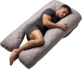 Подушка П-подібна IDEIA 140×75×20 см U-shape для вагітних, реабілітації та повсякденного комфорту з наволочкою на блискавці Антиалергенна Стьобана Сіра (4820182650314)