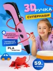3д ручка для дітей з LED дисплеєм комплект для малювання та творчості + стрижні для 3d pen ручки 59 метрів PLA пластику міні 3D принтер дитячий для дівчинки рожевий (0206-0023)