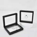 Подарункова прозора 3D коробка для прикрас 11×11 см з еластичною мембраною, дисплейний футляр для зберігання та демонстрації, Чорна