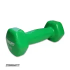Гантель EasyFit 1 кг 1 шт з вініловим покриттям зелена цільна лита нерозбірна для фітнесу (SC1-00GN)